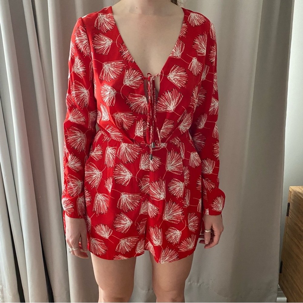 Red Floral Romper